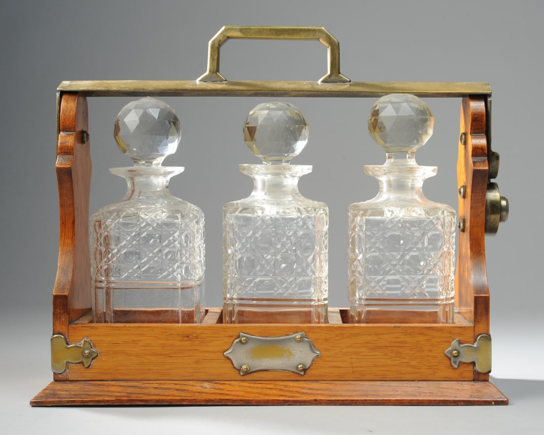 Victorian Oak Tantalus with Decanters (1 of 7)
