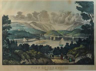 19th C. Hand Colored Lithograph View on the Hudson