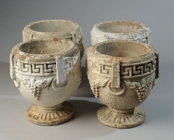 Four Cast Cement Neoclassical Garden Urns