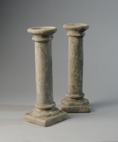 Pair of Small Plaster Garden Pedestals
