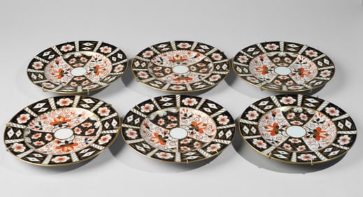 Set of 6 Royal Crown Derby Old Imari Dessert Plate