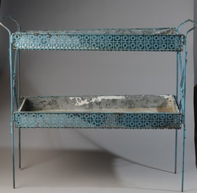 Vintage Painted 2-Tier Planter with Tin Liners