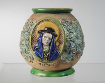 Czechoslovakian Vase with Relief Portraits