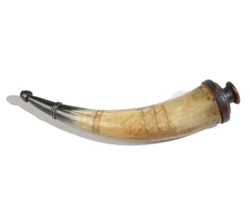 American Engraved Maritime Powder Horn