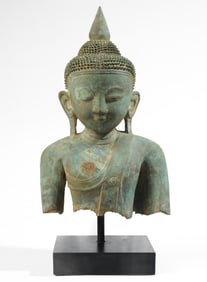 Burmese Style Bronze Buddha Head & Torso