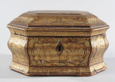 19th C. Chinese Export Lacquer & Gilt Box