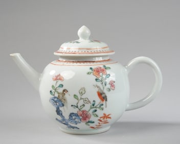 Chinese 18th C.Bird and Flower Teapot