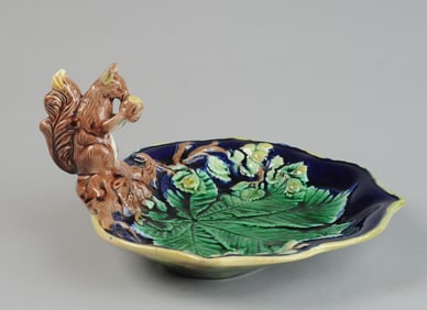 Majolica Serving Plate with Squirrel
