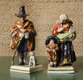 Volkstedt, Dresden & Capodimonte Beggar Figures
