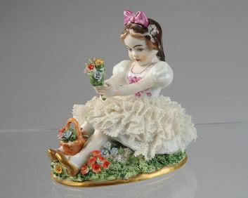 Dresden Lace Figure, Sitzendorf, Little Girl