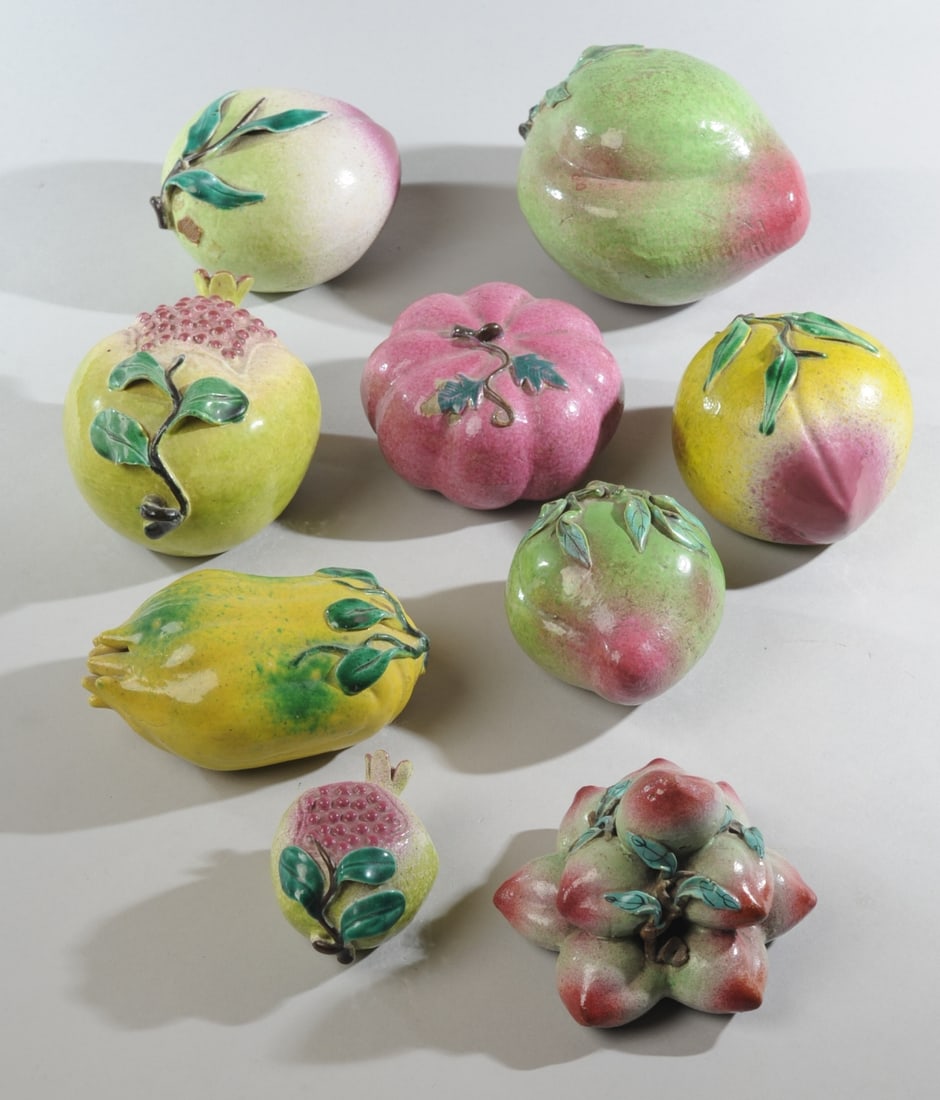 Nine Pc. Chinese Porcelain Altar Fruit (1 of 11)