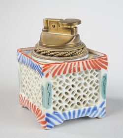 Chinese Porcelain Cricket Cage as Lighter
