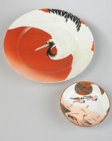 Antique Japanese Porcelain Crane Plate