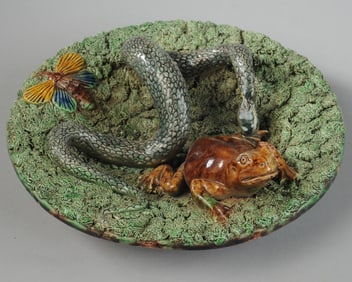 Mafra Palissy Ware Snake & Frog Plate