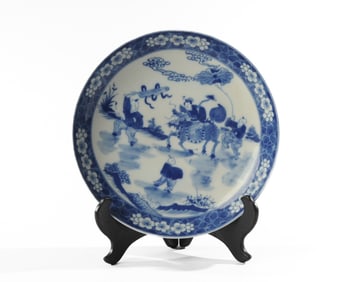 Chinese Kangxi Style Blue & White Qilin Plate