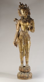50" Nepalese Brass Alloy Figure of Green Tara