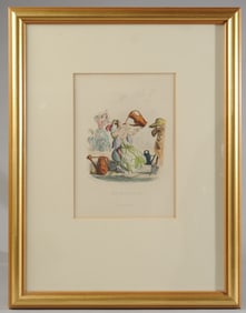 6 Framed 19th C Engravings: Les Fleurs Animees