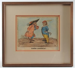 19th C. Satirical Cartoon, Original Art