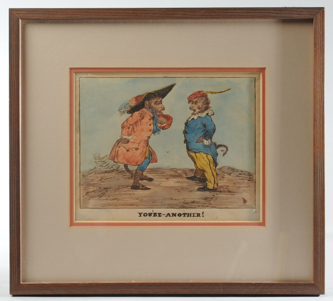 19th C. Satirical Cartoon, Original Art (1 of 4)