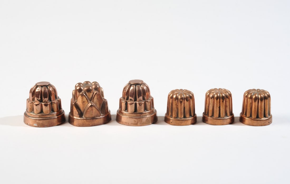 Lot of 6 Tiny 19th C. Copper Jelly Molds (1 of 4)