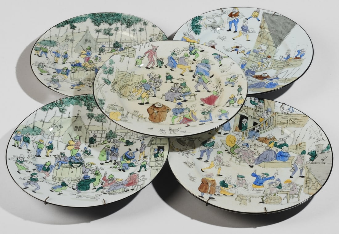 Set 5 Antique Longwy Plates (1 of 13)