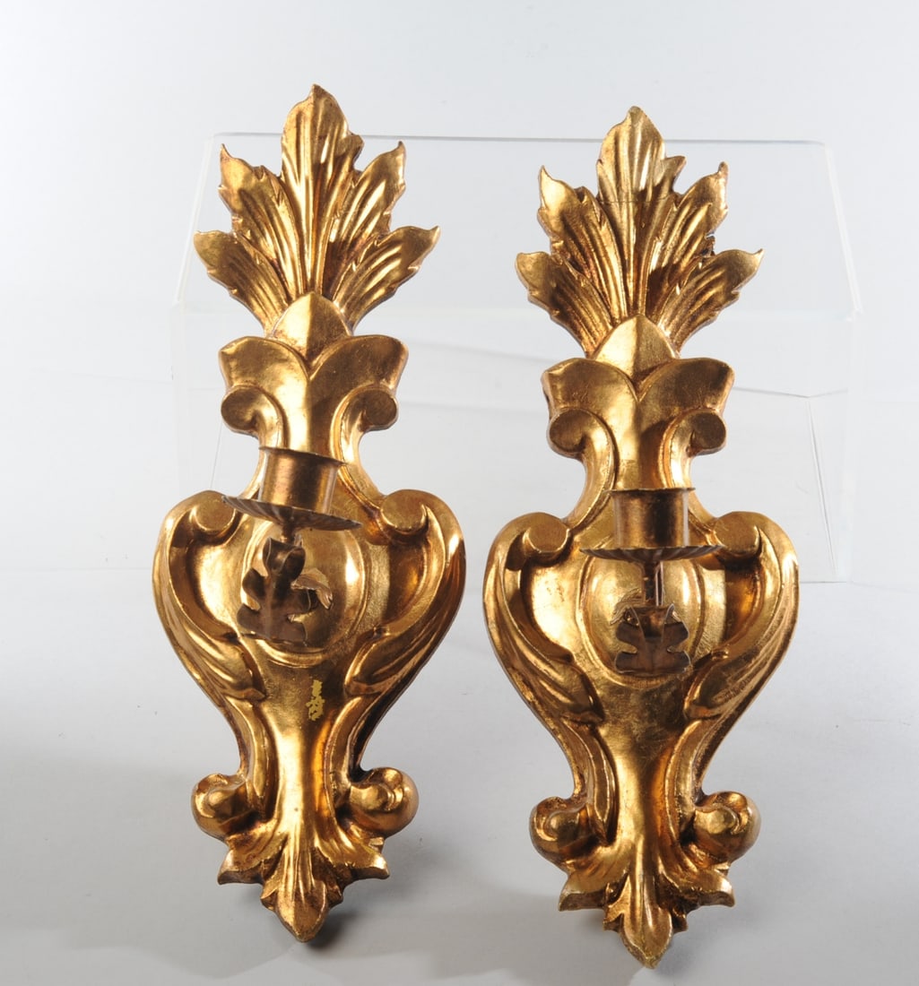 Pair Italian Gilt Wood Sconces (1 of 7)