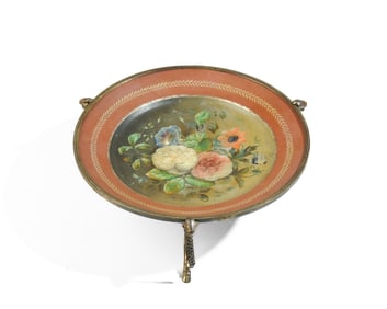 Painted Paper Mache & Ormolu Calling Card Tray