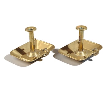 Pair 19th C. Brass Push-Up Chambersticks