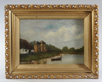 19th C. British Painting Rural Scene, Leigh Hunt