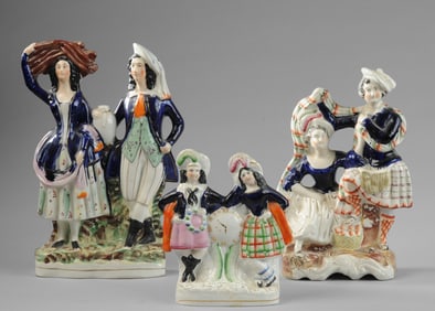 Three 19th C. Staffordshire Pottery Figures