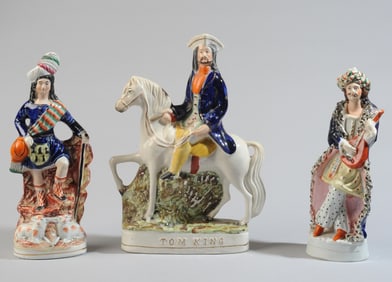 Three Antique English Staffordshire Figures