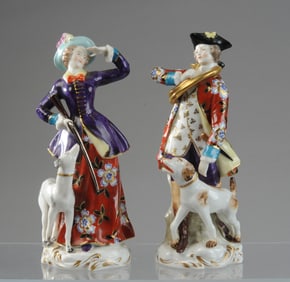 Pair of Samson Porcelain Hunting Figures