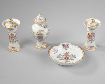 19th C. French Armorial Porcelain Vases etc. Lot