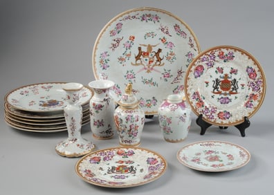 14 pcs. Samson Armorial Dinnerware, Vases, +