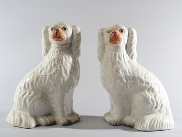 Pair of 19th C. Staffordshire Pottery Spaniels
