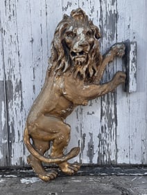 Antique Carved Wood Lion Architectural Element