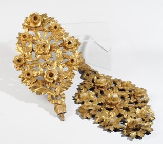 Pair  Italian Gilt Wood Floral Elements