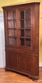20th C. Walnut Bench Made Corner Cabinet