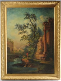 Large French School Capriccio Painting