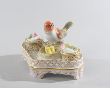 Herend 'Rothschild Bird' Double Inkwell