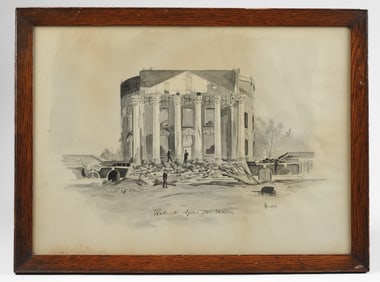 Painting, University of Virginia Rotunda Fire