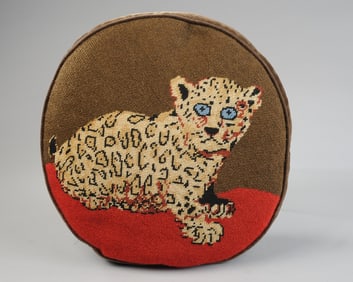Needlepoint Leopard Cub Pillow