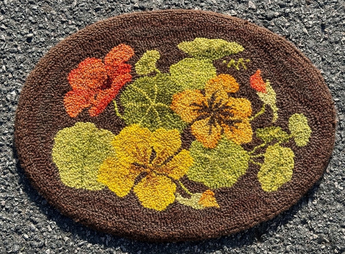 George Wells Small Hooked Rug: Nasturtiums (1 of 4)
