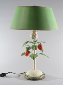 Vintage Tole Painted Strawberry Lamp