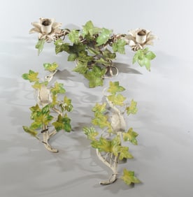 Vintage Tole Ivy Candelabra & Sconces