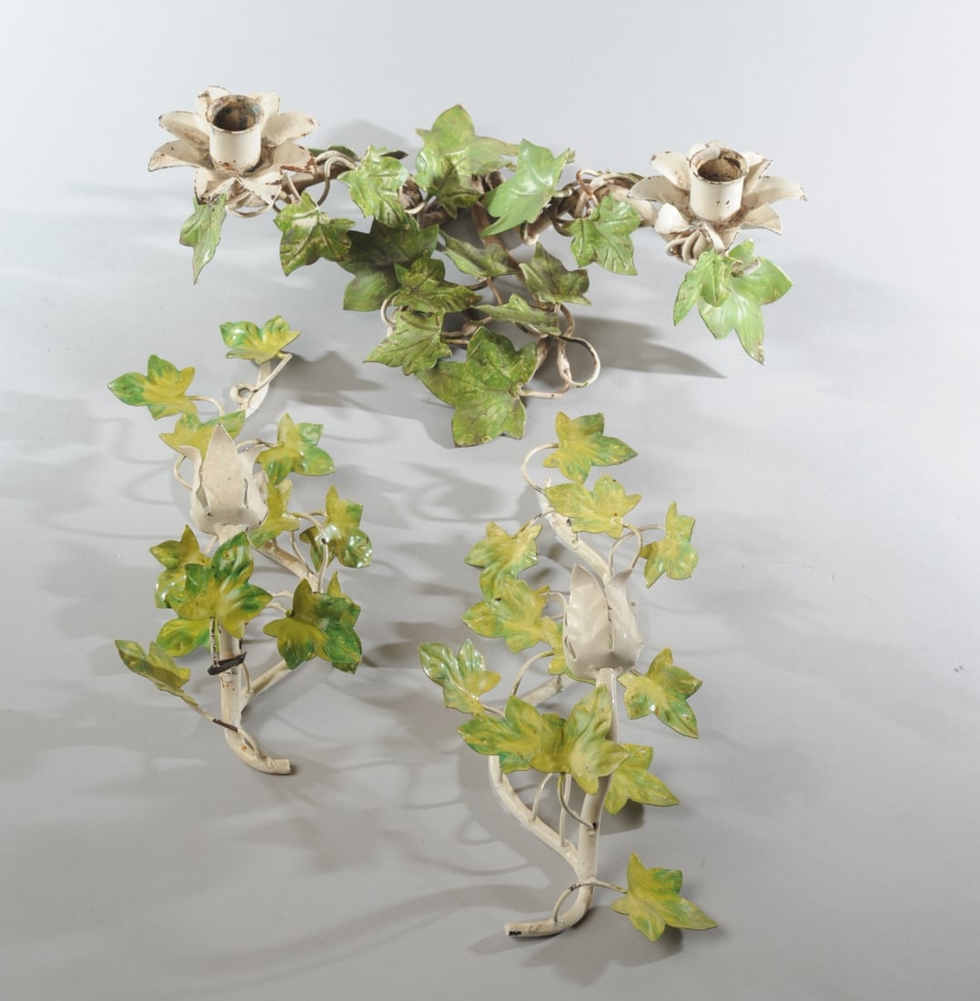 Vintage Tole Ivy Candelabra & Sconces (1 of 6)