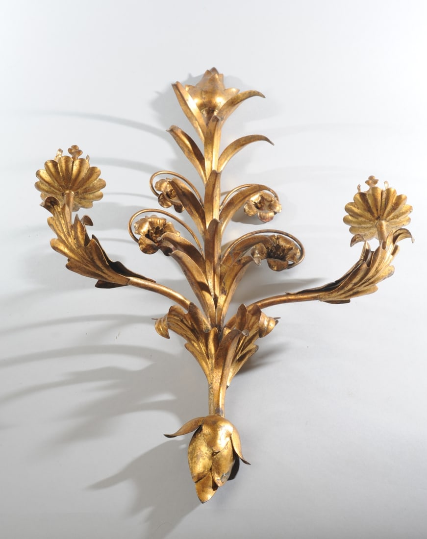 Mid 20th C. Italian Gilt Tole Sconce (1 of 8)