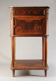 Louis XVI Style Marble Top Night Stand