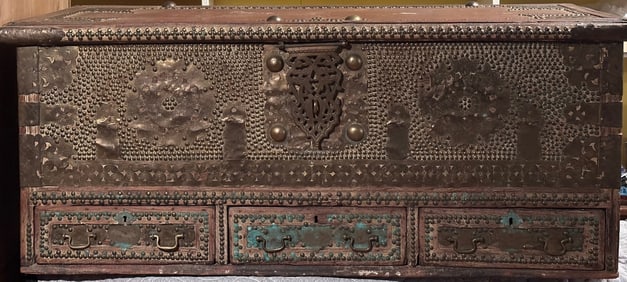 Antique Hardwood Zanzibar Dowry Chest