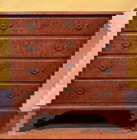 18th C. American Quilted & Birdseye Maple Chest